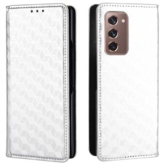 För Samsung Galaxy Z Fold2 5G Magnetisk automatiskt stängande PU-läder Fallsäkert fodral Rhombus Imprint Skyddsfodral med Stand