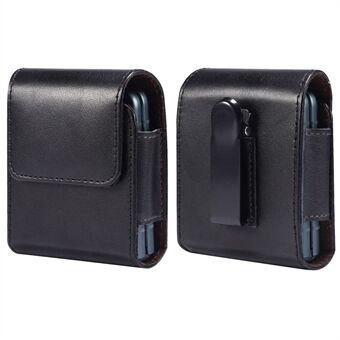 Vikbar telefonväska i äkta läder midja för Huawei P50 Pocket / Samsung Galaxy Z Flip3 5G / Z Flip 5G / Z Flip, Bältesklämma Magnetic Flip Telefonfodral
