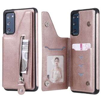 För Samsung Galaxy S20 FE 2022/S20 FE/S20 FE 5G/S20 Lite KT Leather Coated Series-2 Zipper Pocket Design PU Läderbelagd Kickstand Telefonfodral