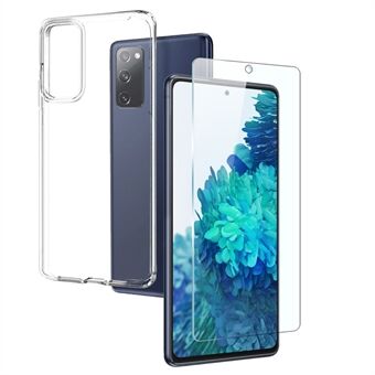 NORTHJO för Samsung Galaxy S20 FE 4G / 5G / 2022 / S20 Lite TPU genomskinligt telefonfodral med 9H hårdhet skärmskydd i härdat glas