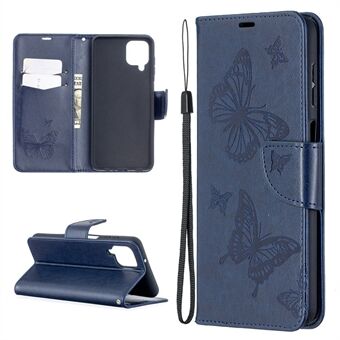 Imprint fjärilar Plånbok Stand Flip Phone Skal till Samsung Galaxy A12