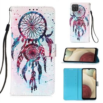 Lanyard Design Mönster Utskrift Design Lädertelefonfodral med plånbok och Stand för Samsung Galaxy A12 / M12