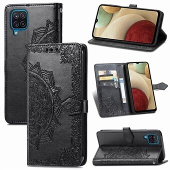 Präglat Mandala Flower PU Läderfodral Plånbok för Samsung Galaxy A12