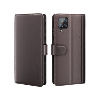 Split Leather Stand Protective Shell for Samsung Galaxy A12 Folio Flip Wallet Design Phone Shell