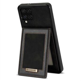 N.BEKUS För Samsung Galaxy A12 Fallsäkert telefonskydd Skal Stativ RFID-blockerande vertikal korthållare PU-läder+TPU-telefonbakfodral