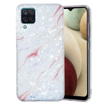 För Samsung Galaxy A12 IMD Design Mjuk TPU Telefonfodral Skalmönster Marmor Flower Cover