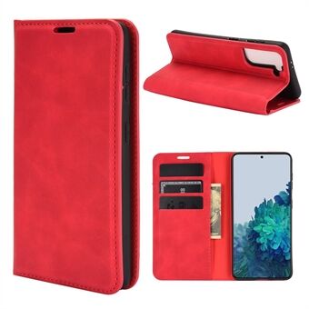 Auto-absorberat Skin-Touch Folio Flip läderskydd med plånbok för Samsung Galaxy S21 5G