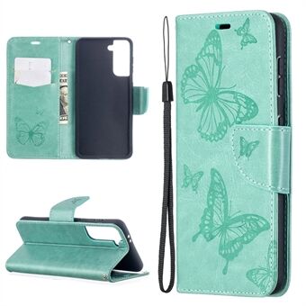 Imprint fjärilar Mönster Plånbok Stand Leather Phone Cover för Samsung Galaxy S21 5G