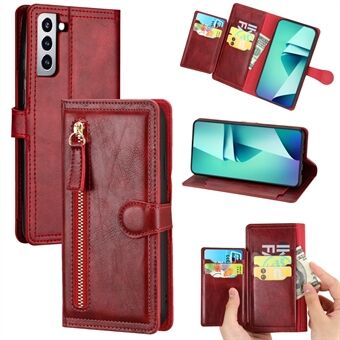 För Samsung Galaxy S21 5G Zipper Pocket Plånbok Magnetisk stängning Läderfodral