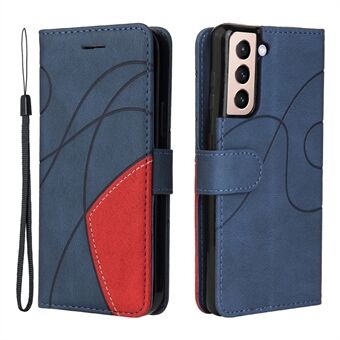 [ Stand] Tvåfärgad skarvningsstil läderplånboksfodral Skal för Samsung Galaxy S21 5G