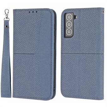 Stand läderfodral för plånboksställ med vävd textur och praktisk rem för Samsung Galaxy S21 5G