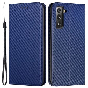 Carbon Fiber Texture Automatisk stängande magnet Stand Plånboksfodral Telefonfodral för Samsung Galaxy S21 5G
