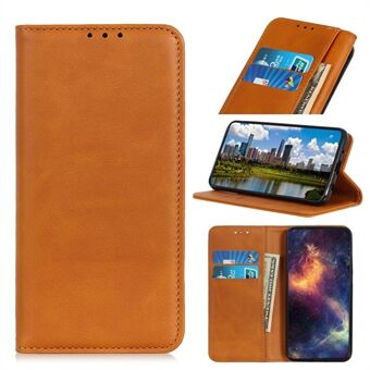 Split Leather Stand plånbok Auto-absorberad telefonens skal för Samsung Galaxy S21 Ultra 5G
