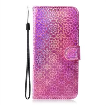 Blommönster Leather Stand plånbok Fodral till Samsung Galaxy S21 Ultra 5G