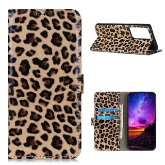 Leopardmönster Läderskal till Samsung Galaxy S21 Ultra 5G Plånboksfodral