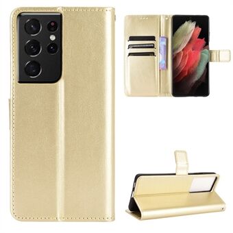 Plånbok Stand Case för Samsung Galaxy S21 Ultra 5G Crazy Horse Texture läderetui