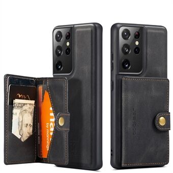 JEEHOOD Avtagbart 2 i 1 magnetiskt plånbok design läderbelagt TPU skal till Samsung Galaxy S21 Ultra 5G