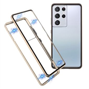 Magnetlås Installation Metallram med dubbelsidigt härdat glasfodral till Samsung Galaxy S21 Ultra 5G