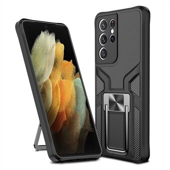 PC + TPU Combo Quality Hybrid Kickstand Case Cover (inbyggd magnetisk metallplåt) för Samsung Galaxy S21 Ultra 5G - Svart