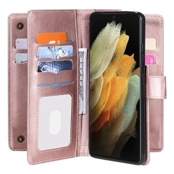 Plånboksskal i läder med 10 kortplatser för Samsung Galaxy S21 Ultra 5G