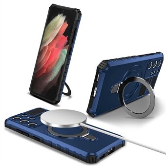 För Samsung Galaxy S21 Ultra 5G Magnetic Kickstand Fodral PC+TPU Scratch telefonskal
