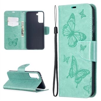 Imprint fjärilar Mönster Plånbok Stand Leather Phone Cover för Samsung Galaxy S21 + 5G