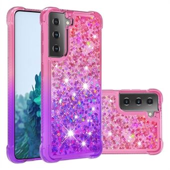 Gradient Glitter Powder Quicksand Fyra hörnkrockkuddar TPU Shell Mobiltelefonskal för Samsung Galaxy S21 Plus 5G