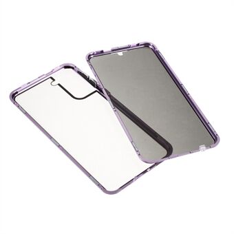 Fullt skydd Lås Installation Metallram + dubbelsidigt härdat glas Anti-peep telefonfodral för Samsung Galaxy S21 Plus 5G