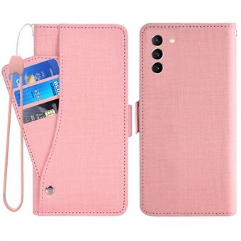 För Samsung Galaxy S21+ 5G Jean Cloth Texture Stand Plånboksfodral PU-läder + TPU-telefonfodral med roterande kortplats