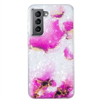 För Samsung Galaxy S21+ 5G TPU Marble Flower Telefonfodral IMD Skalmönster Scratch skal