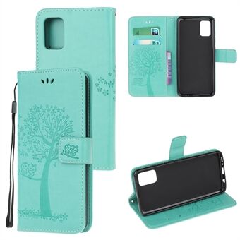 Imprint Tree Owl Pattern Läder Elegant plånboksfodral för Samsung Galaxy A32 5G / M32 5G