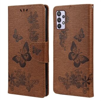 Stand Butterflies Flower Läder Plånboksställ Skal för Samsung Galaxy A32 5G / M32 5G