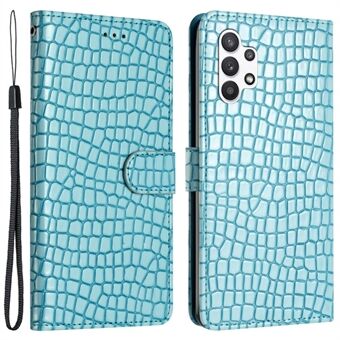 För Samsung Galaxy A32 5G / M32 5G läderfodral Horisontellt Stand plånbok Crocodile Texture Telefonfodral med handrem