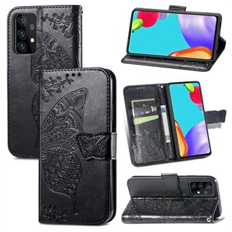 Imprint Big Butterfly Läder Plånbok Telefonskal för Samsung Galaxy A52 4G/5G / A52s 5G