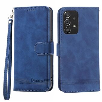 DIERFENG DF-03 PU-läderplånboksfodral för Samsung Galaxy A52 4G / 5G / A52s 5G, Flip Stand Lines Imprinted Phone Cover