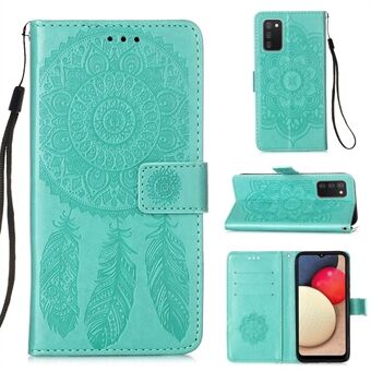 Imprinted Dream Catcher Flower Magnetic Leather Stand Case för Samsung Galaxy A02s (EU-version)
