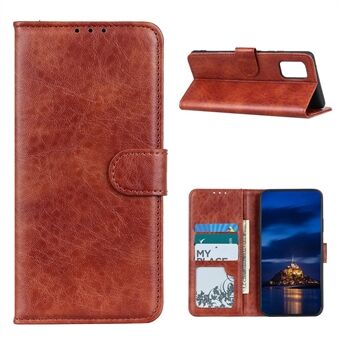 Crazy Horse Texture läder Shell plånbok Stand Phone Täckning för Samsung Galaxy A02s (EU Version)