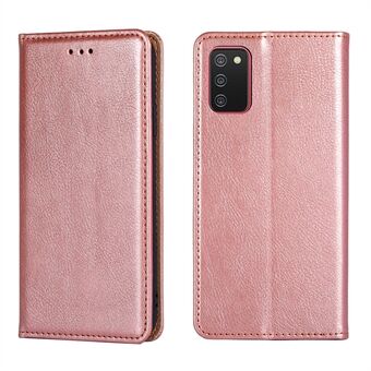 Auto-Magnetic Plain Leather Wallet Stand ringer fallet för Samsung Galaxy A02s (EU Version)