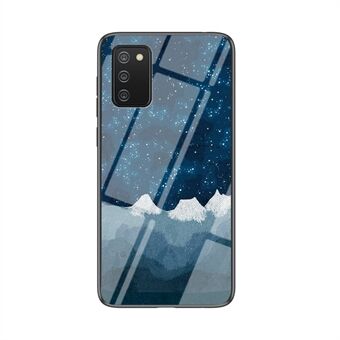 Soft TPU Edge målade härdat glas Baksida Phone Shell med Starry Sky Mönster för Samsung Galaxy A02s (EU Version)