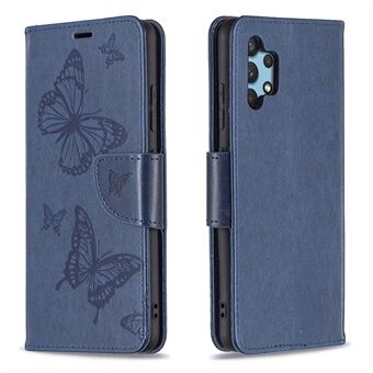 Imprint Butterfly läderplånboksfodral för Samsung Galaxy A32 4G (EU-version)