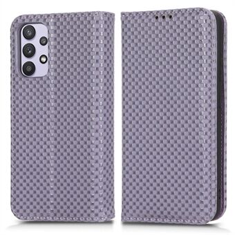 För Samsung Galaxy A32 4G (EU-version) Grid Texture Full täckning PU-läderfodral Magnetiskt Stand mobiltelefonplånboksfodral