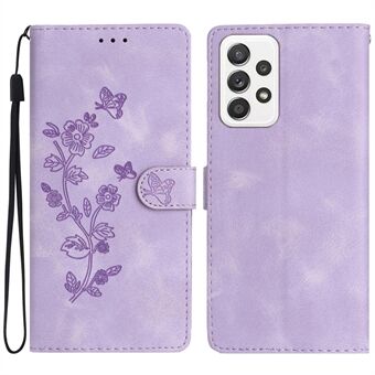 För Samsung Galaxy A32 4G (EU-version) telefonfodral i läder Flower Imprint Stand Fodral med plånbok