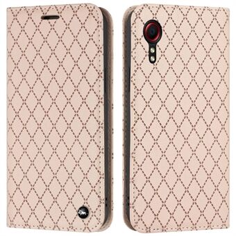 RFID-blockerande skyddsfodral för Samsung Galaxy Xcover 5, Rhombus Embossing Litchi Texture PU Läder Shell Flip Stand Plånbok Telefonfodral