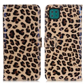Fullständigt skydd Leopard Skin Läder Telefonskydd Plånboksdesign Mobiltelefonskal för Samsung Galaxy A22 5G (EU-version)