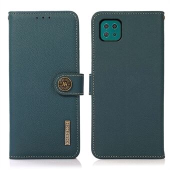 KHAZNEH-fodral för mobiltelefon i äkta läder med struktur och RFID-stöldskydd för Samsung Galaxy A22 5G (EU-version)