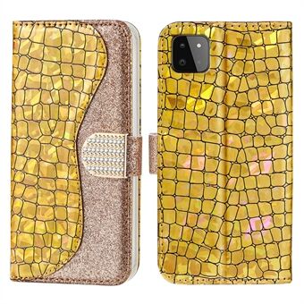 Krokodilskinn Glittrande Stand Personlig plånboksställning i läder Telefonskal för Samsung Galaxy A22 5G (EU-version)