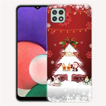 Christmas Series Pattern Printing IMD TPU Bumper Protective Soft Case Cover för Samsung Galaxy A22 5G (EU-version) - Julgran och snöflingor