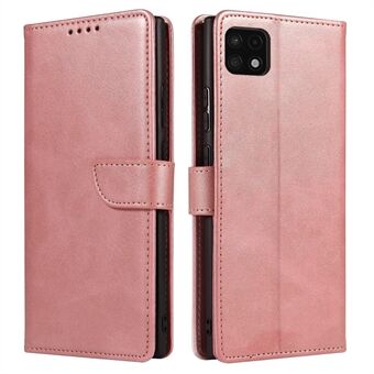 Texturerat välskyddat PU-läder + mjukt TPU-telefonfodral Dubbelsidigt magnetiskt Stand med plånbok för Samsung Galaxy A22 5G (EU-version)