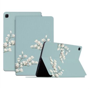För Samsung Galaxy Tab A7 Lite 8,7-tums stötsäkert fodral med Stand med blommönster tryckt PU-lädervik