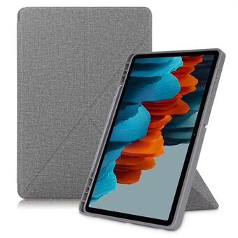 Origami Stand Design Smart Tablet Fodral i vanlig tyg för Samsung Galaxy Tab S7 FE T736/Tab S7 Plus/Tab S8+